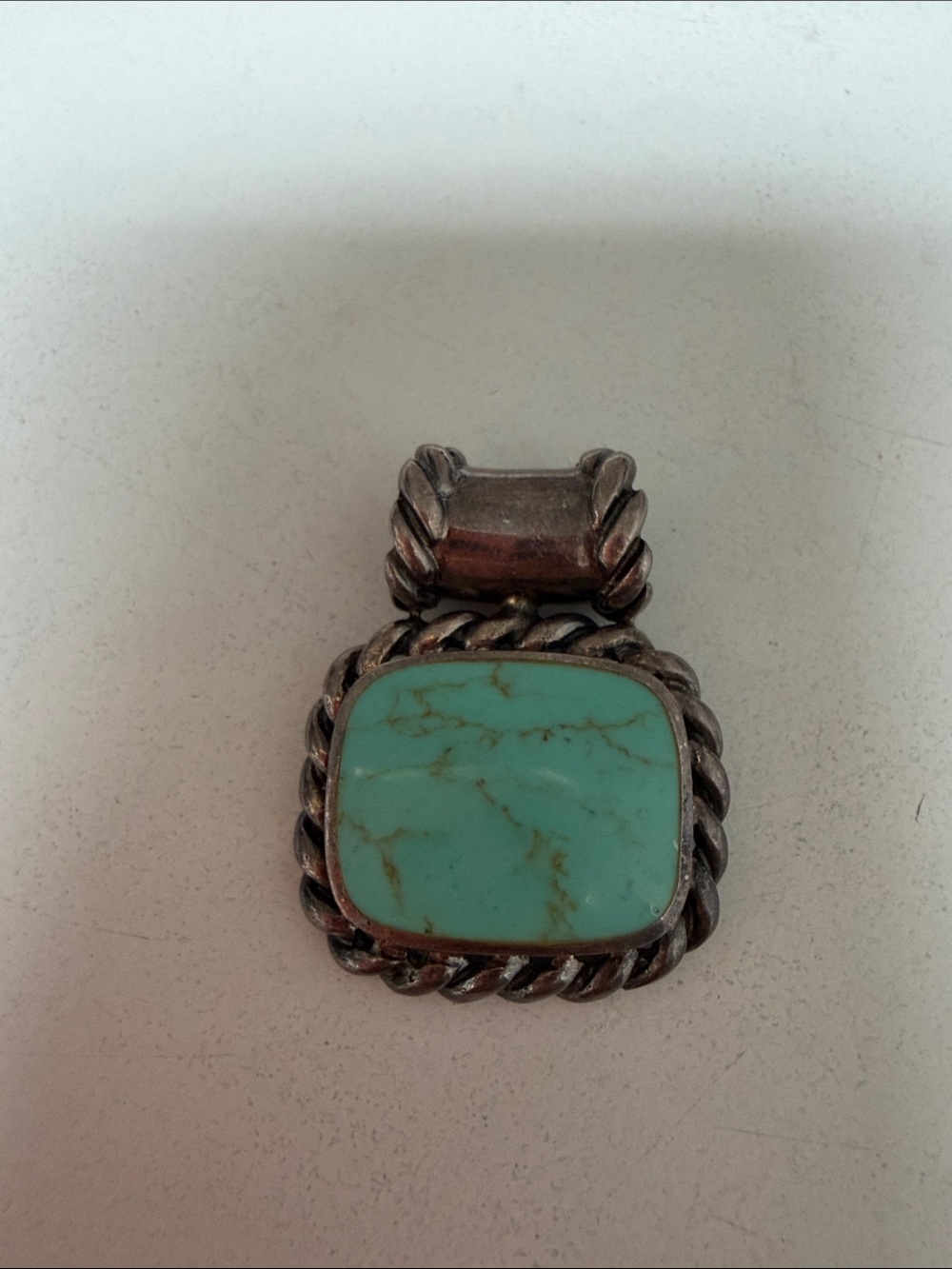 Source Unknown Sterling Silver Turquoise-Style Pendant in Aqua Green
